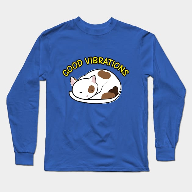 Purrs are Good Vibrations Long Sleeve T-Shirt by LittleBearArt